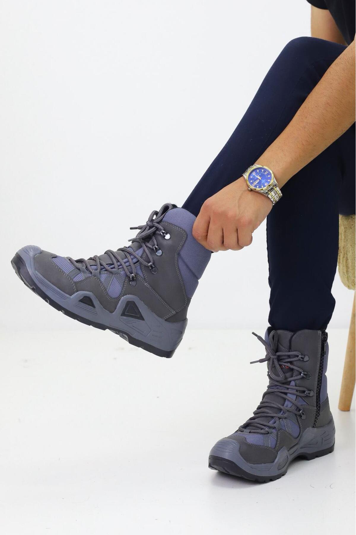 Unisex Siyah Uzun Fermuarlı Trekking 4 Mevsim Günlük Bot Bootie NLD1140
