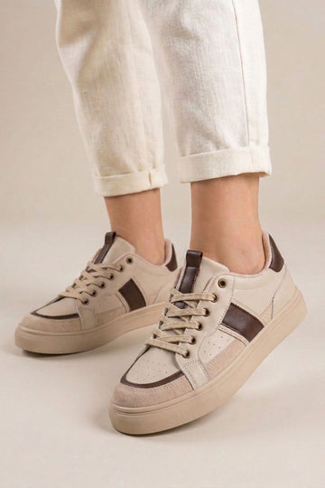 Unisex Krem Kahve Günlük Rahat Spor Ayakkabı LND4146 - Görsel 1