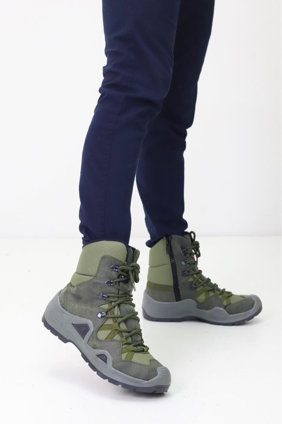 Unisex Siyah Uzun Fermuarlı Trekking 4 Mevsim Günlük Bot Bootie LND1140