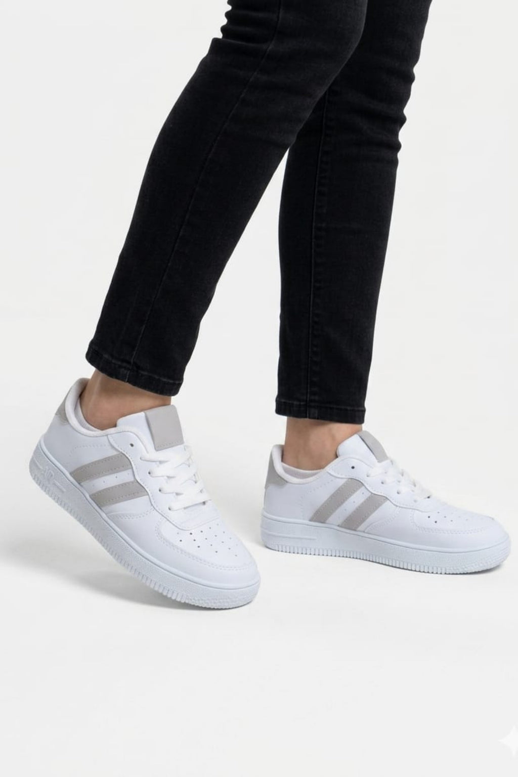 Jerry Beyaz Gri Unisex Air Taban Günlük Bağcıklı Spor Ayakkabı LND4206 - Görsel 1