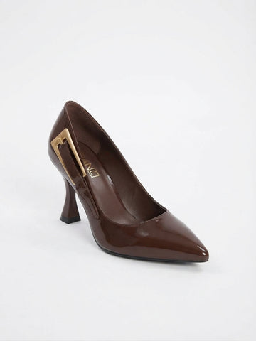 Kahve Yanda Metal Kemerli Stiletto NK3222