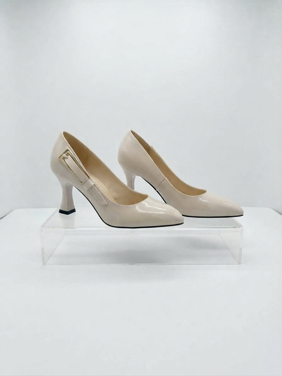 Krem Yanda Metal Kemerli Stiletto NK3222