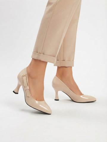 Krem Yanda Metal Kemerli Stiletto NK3222